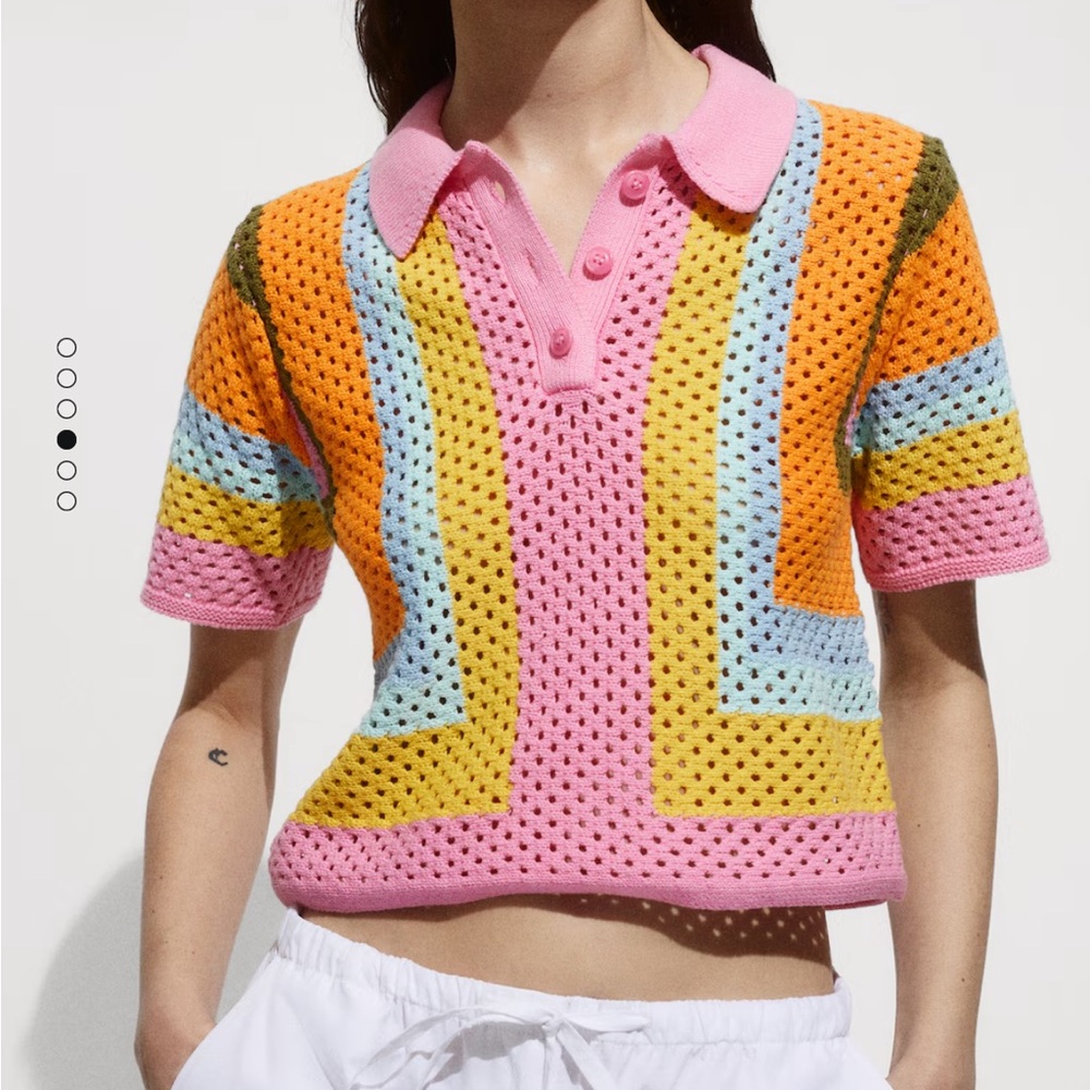 Mango women’s crocheted polo shirt, no tags, but never worn